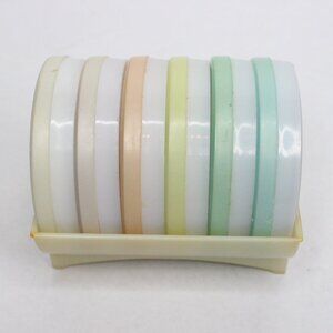 VTG Discontinued Tupperware Pastel Coasters Set Of 6 With Caddy